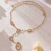 Wholesale Women's Geometric Stainless Steel 18K Gold Plated Doublelayered Yshaped Long Sweater Chain Necklace