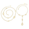 Wholesale Women's Geometric Stainless Steel 18K Gold Plated Doublelayered Yshaped Long Sweater Chain Necklace