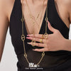 Wholesale Women's Geometric Stainless Steel 18K Gold Plated Doublelayered Yshaped Long Sweater Chain Necklace