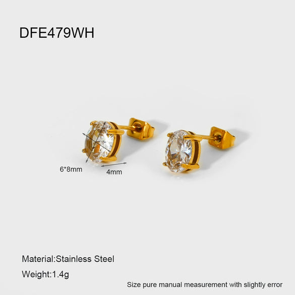 Wholesale Women's Geometric Stainless Steel 18K Gold Plated Earrings In Ins Style