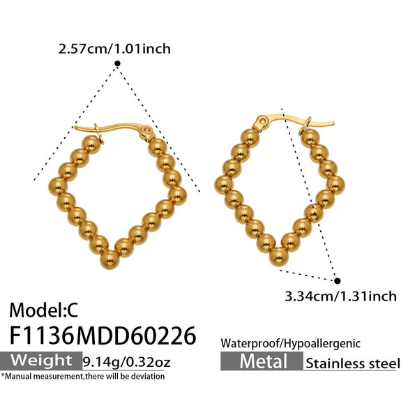 Wholesale Women's Geometric Stainless Steel 18K Gold Plated Earrings In Minimalist Style