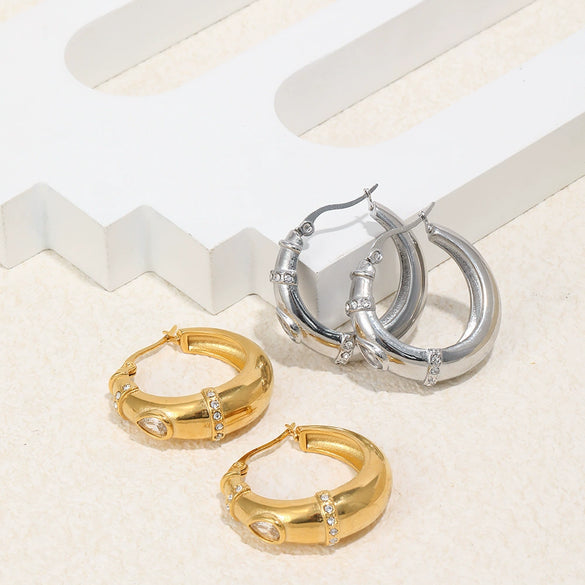 Wholesale Women's Geometric Stainless Steel 18K Gold Plated Earrings