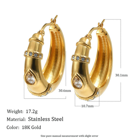 Wholesale Women's Geometric Stainless Steel 18K Gold Plated Earrings