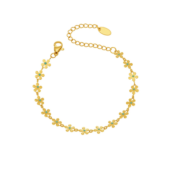 Wholesale Women's Geometric Stainless Steel 18K Gold Plated Enamel Bracelet