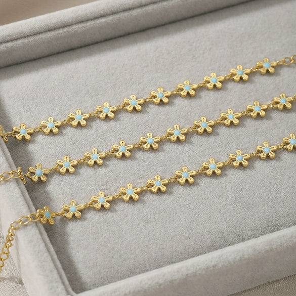 Wholesale Women's Geometric Stainless Steel 18K Gold Plated Enamel Bracelet