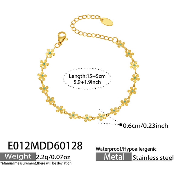 Wholesale Women's Geometric Stainless Steel 18K Gold Plated Enamel Bracelet