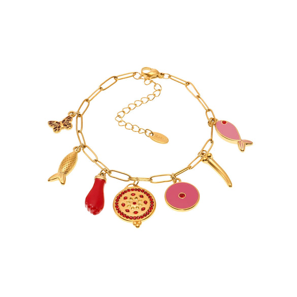 Wholesale Women's Geometric Stainless Steel 18K Gold Plated Fashion Ol Style Pendant Bracelet