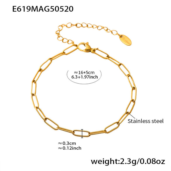 Wholesale Women's Geometric Stainless Steel 18K Gold Plated Fashion Ol Style Pendant Bracelet
