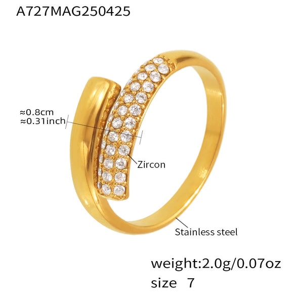 Wholesale Women's Geometric 316L Stainless Steel 18K Gold Plated Fashion Ring Jewelry