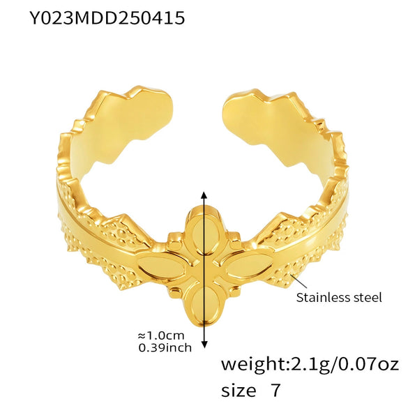 Wholesale Women's Geometric Stainless Steel 18K Gold Plated Finger Ring