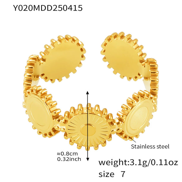 Wholesale Women's Geometric Stainless Steel 18K Gold Plated Finger Ring