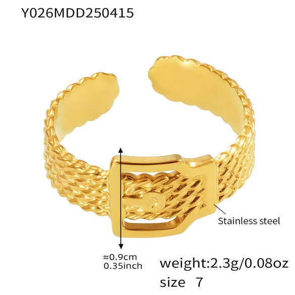 Wholesale Women's Geometric Stainless Steel 18K Gold Plated Finger Ring