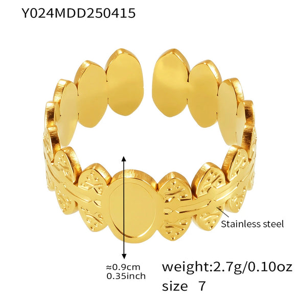 Wholesale Women's Geometric Stainless Steel 18K Gold Plated Finger Ring