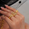 Wholesale Women's Geometric Stainless Steel 18K Gold Plated Finger Ring