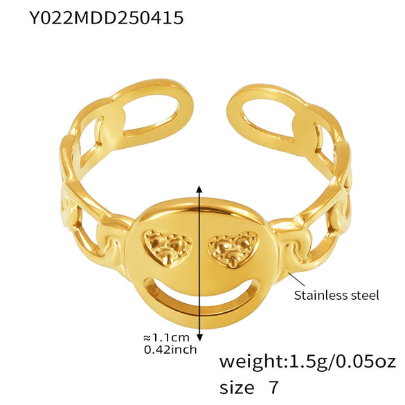 Wholesale Women's Geometric Stainless Steel 18K Gold Plated Finger Ring