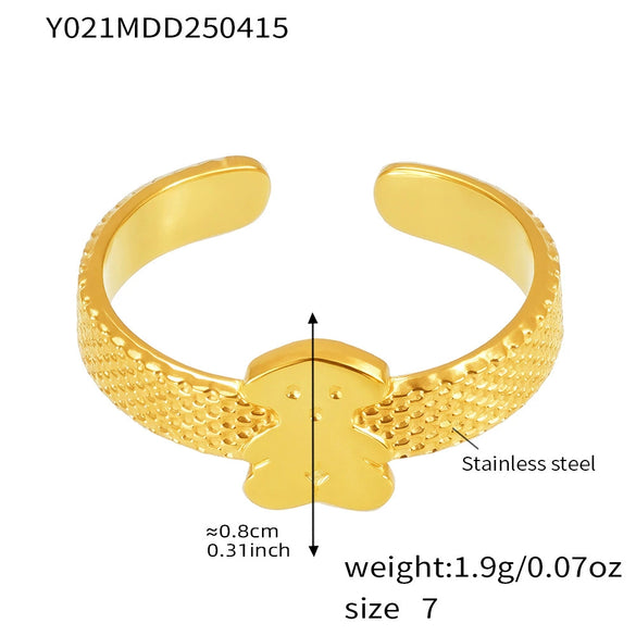 Wholesale Women's Geometric Stainless Steel 18K Gold Plated Finger Ring
