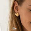 Wholesale Women's Geometric Stainless Steel 18K Gold Plated Hammered Heart Earrings