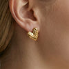 Wholesale Women's Geometric Stainless Steel 18K Gold Plated Hammered Heart Earrings