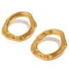 Wholesale Women's Geometric Stainless Steel 18K Gold Plated Hammered Texture Oshaped Stud Earrings