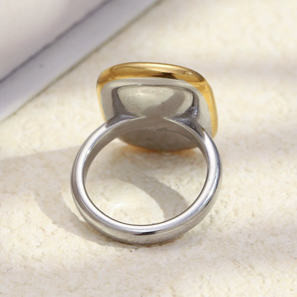 Wholesale Women's Geometric Stainless Steel 18K Gold Plated Hand Ring Jewelry Light Luxury Design