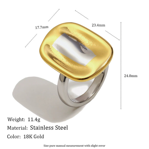 Wholesale Women's Geometric Stainless Steel 18K Gold Plated Hand Ring Jewelry Light Luxury Design