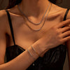 Wholesale Women's Geometric Stainless Steel 18K Gold Plated Inlaid Zircon Necklace And Clavicle Chain