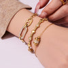 Wholesale Women's Geometric Stainless Steel 18K Gold Plated Microinlaid Bracelet Set Fashionable Minimalist Style