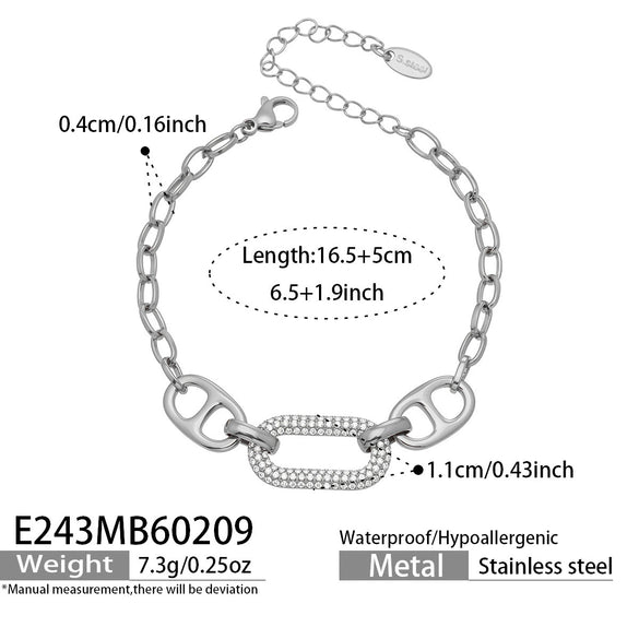 Wholesale Women's Geometric Stainless Steel 18K Gold Plated Microinlaid Bracelet Set Fashionable Minimalist Style
