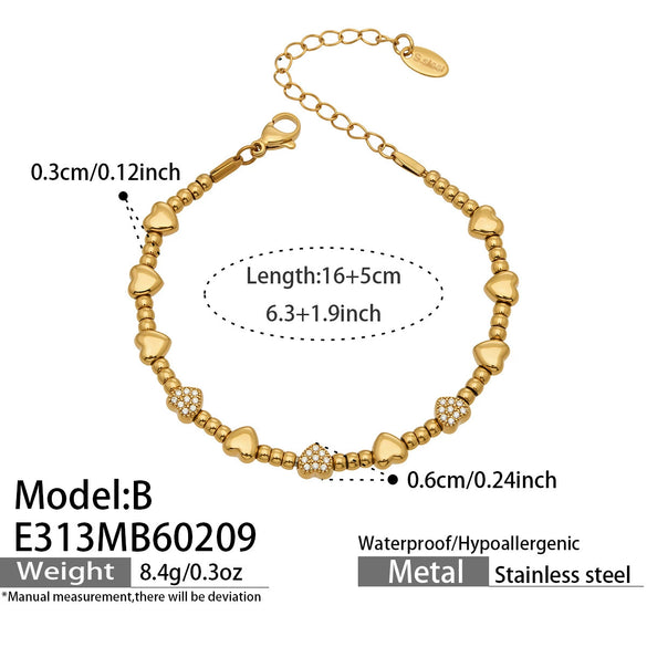 Wholesale Women's Geometric Stainless Steel 18K Gold Plated Microinlaid Bracelet Set Fashionable Minimalist Style