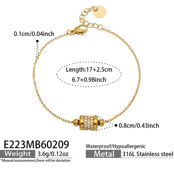 Wholesale Women's Geometric Stainless Steel 18K Gold Plated Microinlaid Bracelet Set Fashionable Minimalist Style