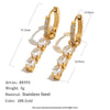 Wholesale Women's Geometric Stainless Steel 18K Gold Plated Microinlaid Water Drop Ear Clips Earrings