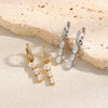 Wholesale Women's Geometric Stainless Steel 18K Gold Plated Microinlaid Water Drop Ear Clips Earrings