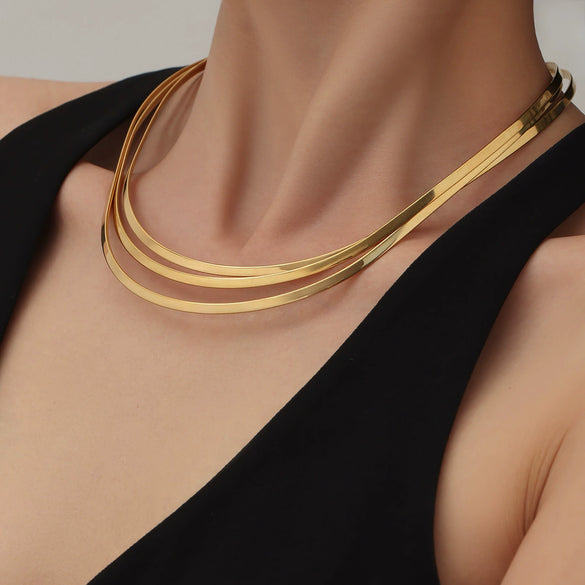 Wholesale Women's Geometric Stainless Steel 18K Gold Plated Minimalist Light Luxury Necklace