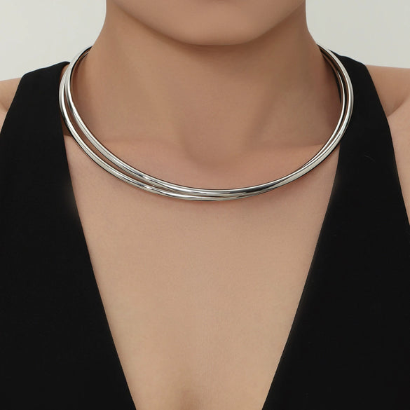 Wholesale Women's Geometric Stainless Steel 18K Gold Plated Minimalist Light Luxury Necklace