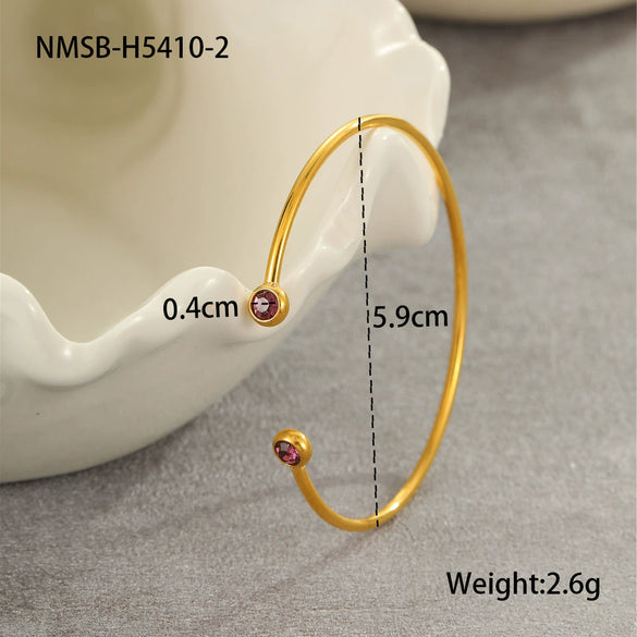 Wholesale Women's Geometric Stainless Steel 18K Gold Plated Open Bracelet Office Lady Style Jewelry
