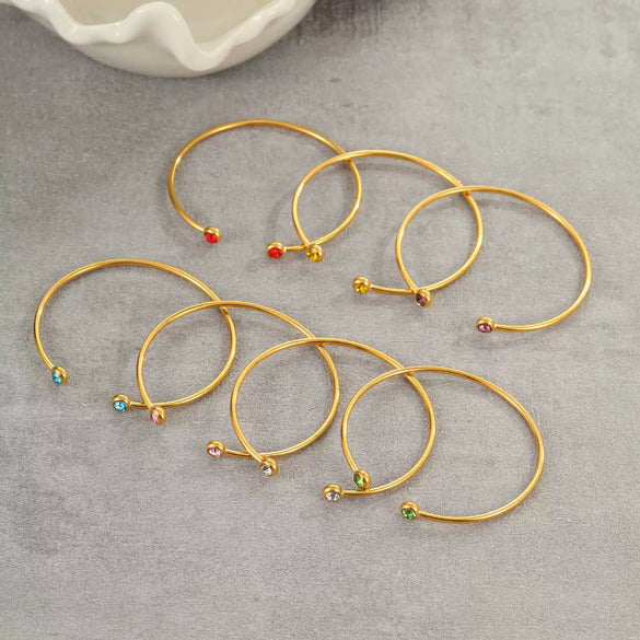 Wholesale Women's Geometric Stainless Steel 18K Gold Plated Open Bracelet Office Lady Style Jewelry