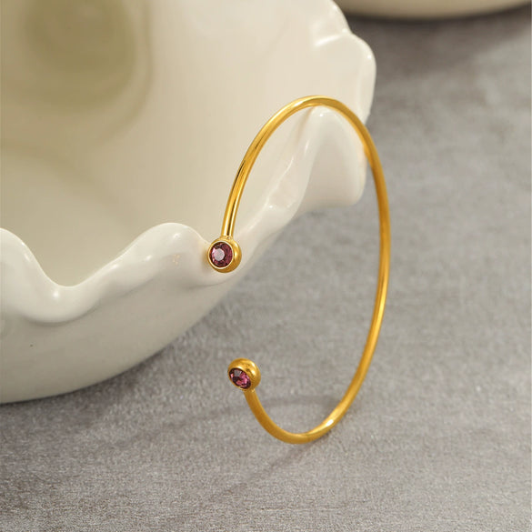 Wholesale Women's Geometric Stainless Steel 18K Gold Plated Open Bracelet Office Lady Style Jewelry