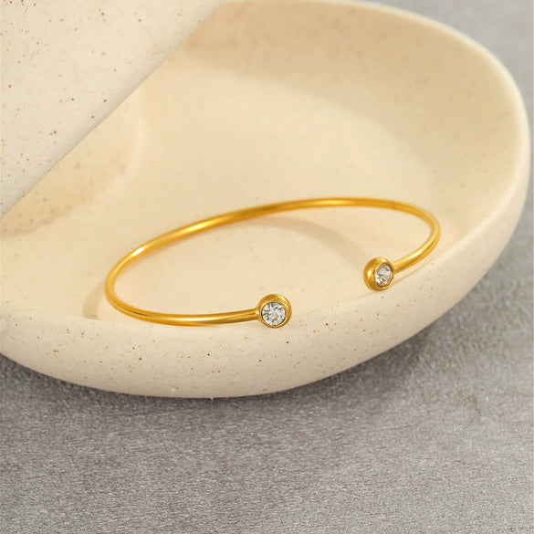 Wholesale Women's Geometric Stainless Steel 18K Gold Plated Open Bracelet Office Lady Style Jewelry
