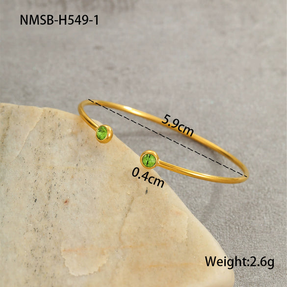 Wholesale Women's Geometric Stainless Steel 18K Gold Plated Open Bracelet Office Lady Style Jewelry