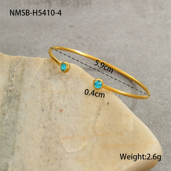 Wholesale Women's Geometric Stainless Steel 18K Gold Plated Open Bracelet Office Lady Style Jewelry