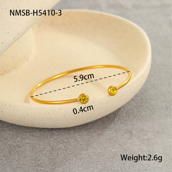 Wholesale Women's Geometric Stainless Steel 18K Gold Plated Open Bracelet Office Lady Style Jewelry