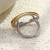 Wholesale Women's Geometric Stainless Steel 18K Gold Plated Oval Double Ring Hand Jewelry Light Luxury Style
