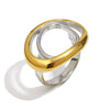 Wholesale Women's Geometric Stainless Steel 18K Gold Plated Oval Double Ring Hand Jewelry Light Luxury Style