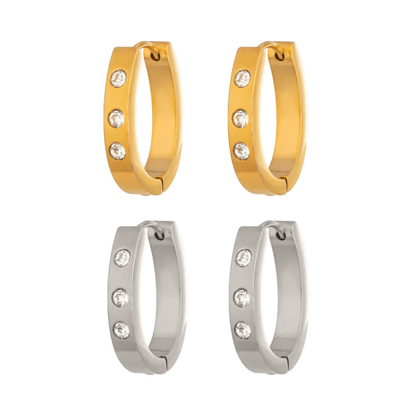 Wholesale Women's Geometric Stainless Steel 18K Gold Plated Pvd Furnace Vacuum Real Gold Plating Hoop Earrings