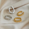 Wholesale Women's Geometric Stainless Steel 18K Gold Plated Pvd Furnace Vacuum Real Gold Plating Hoop Earrings