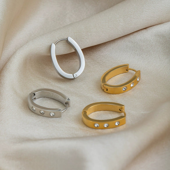 Wholesale Women's Geometric Stainless Steel 18K Gold Plated Pvd Furnace Vacuum Real Gold Plating Hoop Earrings