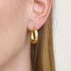 Wholesale Women's Geometric Stainless Steel 18K Gold Plated Pvd Furnace Vacuum Real Gold Plating Hoop Earrings