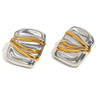 Wholesale Women's Geometric Stainless Steel 18K Gold Plated Rectangular Double Color Irregular Pleated Earrings