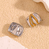 Wholesale Women's Geometric Stainless Steel 18K Gold Plated Rectangular Double Color Irregular Pleated Earrings