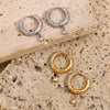 Wholesale Women's Geometric Stainless Steel 18K Gold Plated Small Love Pendant Half Drill Earrings